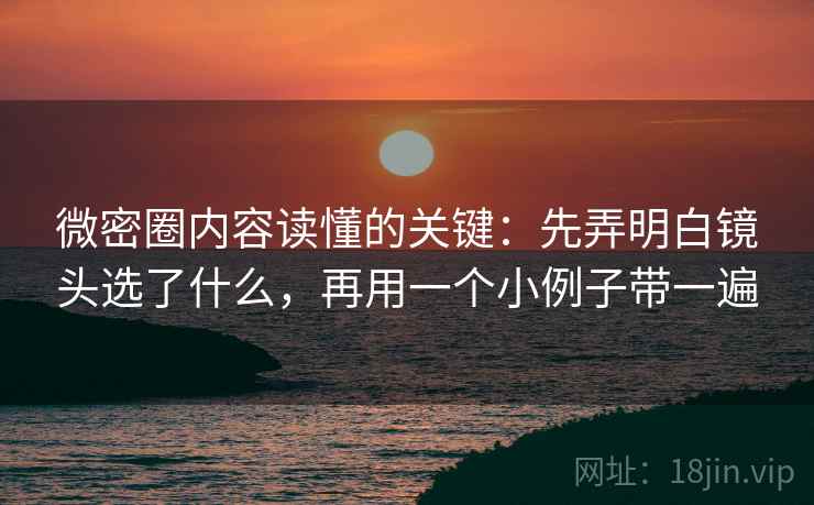 微密圈内容读懂的关键：先弄明白镜头选了什么，再用一个小例子带一遍